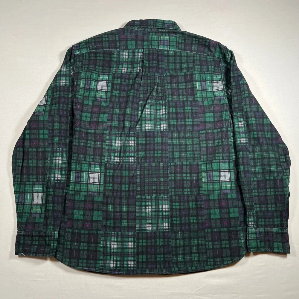 J. Crew Mens XL Classic Fit Corduroy Patchwork Plaid Button Down Shirt BC813